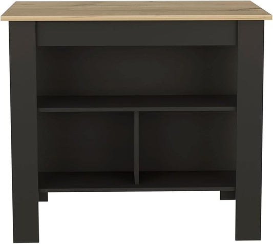 Modern Dining Table Kitchen Island Table 35in H Four Legs Three Open Shelves Sturdy Stable Easy Clean Adjustable Expandable Luxury Counter Console Living Room Decor