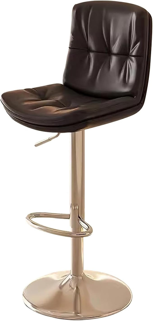 Counter Height s with Back, Faux Leather Adjustable Chairs for Kitchen Island,Black-Silver Leg