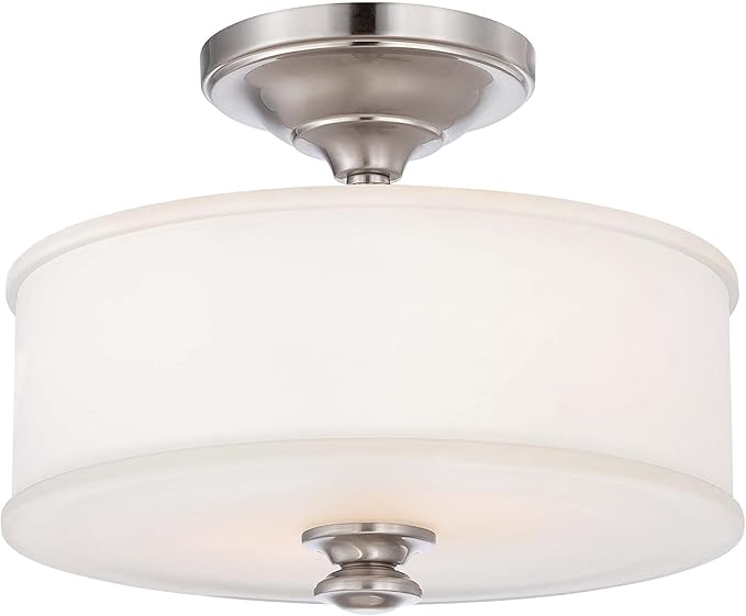 Minka Lavery 4172-84 Harbour Point Semi-Flush, 2-Light, 120 Total Watts, 13.5-in H x 10.75-in W, Brushed Nickel