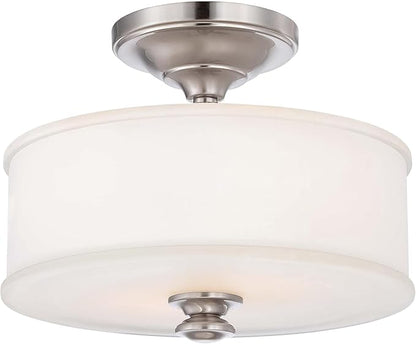 Minka Lavery 4172-84 Harbour Point Semi-Flush, 2-Light, 120 Total Watts, 13.5-in H x 10.75-in W, Brushed Nickel