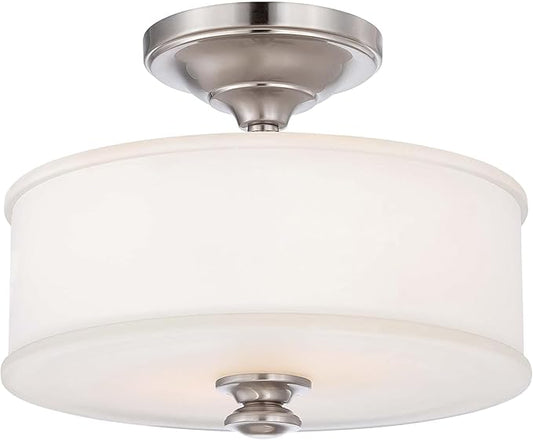 Minka Lavery 4172-84 Harbour Point Semi-Flush, 2-Light, 120 Total Watts, 13.5-in H x 10.75-in W, Brushed Nickel