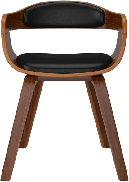 Dining Chair Set of 2 Black Faux Leather Natural Wood Frame Compact Ergonomic Accent Kitchen Dining Room Chairs 7.9x7.6x10.9 in for Living Room Kitchen Small Spaces