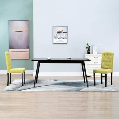 Green Fabric Dining Chairs 2-Piece Set with Rubber Wood Frame, Soft Upholstered Modern Accent Chairs for Kitchen Dining Room Farmhouse Decor