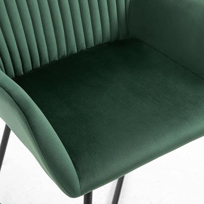 6-Pack Green Velvet Modern Dining Chairs 24x24x33 in, Ergonomic Powder-Coated Steel Frame Accent Seating for Kitchen Living Room Bedroom