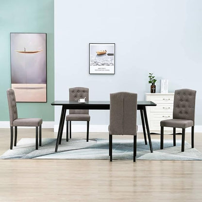 4-Piece Taupe Fabric Dining Chairs with Rubber Wood Frame - Modern Farmhouse Kitchen and Dining Room Furniture, Comfortable Upholstered Seating for Home Decor