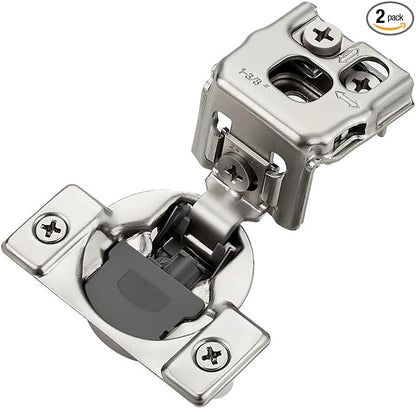 HOME EDIT 2 Pack 1 Pair 1-3/8 inch Overlay Soft Close Cabinet Hinges for Kitchen, Stainless Steel Three-Way Adjustable, Concealed Self-Closing Door Hinges