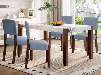 Merax Modern 5 Piece Dining Table Set for 4,Faux Marble Style Kitchen Table Set with One Rectangle Table and 4 Dining Chairs for Dining Room Table Set for Small Place