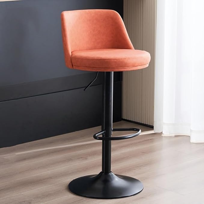 PU Leather Adjustable Stools - Swivel Armless Counter for Kitchen Island, Dining Room &,/Orange a-One Size