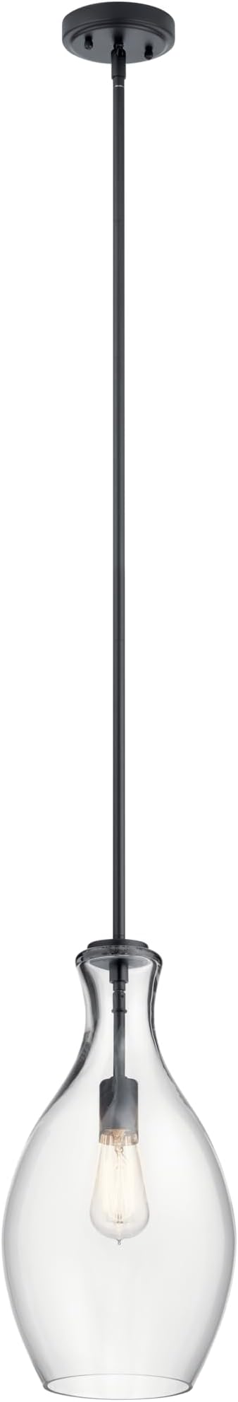 Kichler 42047BK Everly Pendant, 1-Light 100 Watts, Black