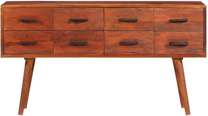 Brown Solid Mango Wood Sideboard, 8-Drawer Buffet Cabinet with Storage, Stained Finish, 43.3" Living Room Furniture Kitchen Furnitur