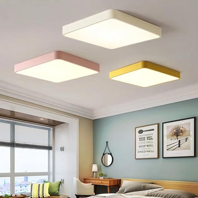 LED Ceiling Light Fixture,16 Inch Modern Square Recessed Ceiling Lights,Dimmable Light,36W Yellow 3000K-6000K Close to Ceiling Lighting Flush Mount Living Room Bedroom