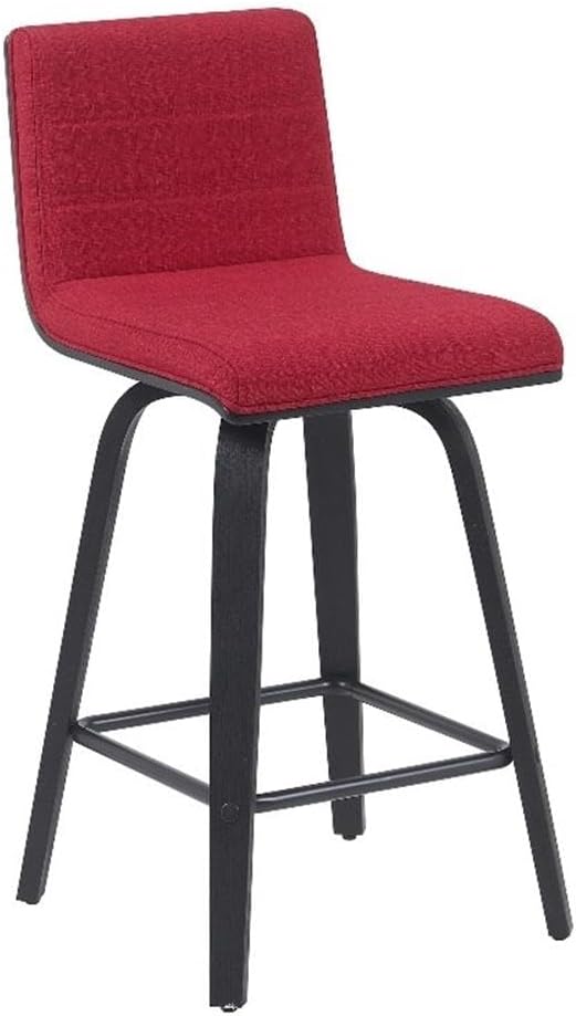 Vienna Modern Counter Height Swivel Bar Stool with Red Upholstered Seat and Brushed Wood Frame Set of 2