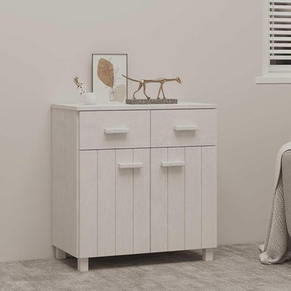 White Sideboard Buffet Cabinet with Storage, Solid Pine Wood Countertop, 31.1 x 15.7 x 31.5 in, Modern Console Table for Coffee Station, Dining Room, Kitchen or Entryway