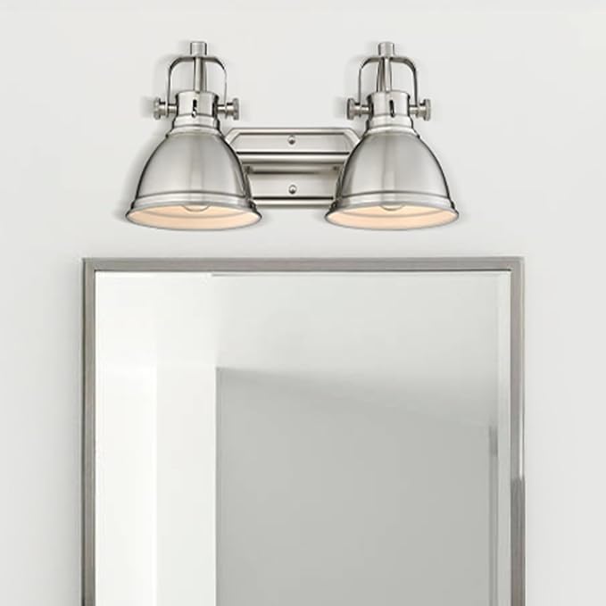 Emliviar 2-Light Vanity Lights, Modern Bathroom Light Fixture with Metal Shade, Brushed Nickel Finish, 4054-2W BN
