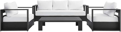 Modway Tahoe Aluminum 4-Piece Outdoor Patio Set in Gray White