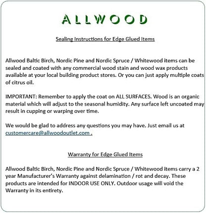 Allwood 1.18" x 30" x 48" Pine Table/Island/Counter Top