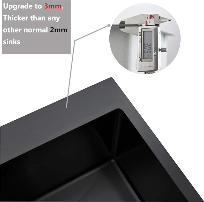 Friho 33x22 Inch Drop in Kitchen Sink Black,16 Gauge Handmade Gunmetal Black Stainless Steel Sink, Topmount Large Single Bowl Basin with Basket Strainer and Dish Grid