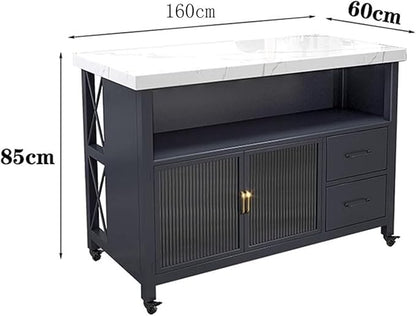 Kitchen Mobile Island Counter Kitchen Open Sideboard Dining Table Movable Island Storage and Cooking Table Kitchen Control Panel