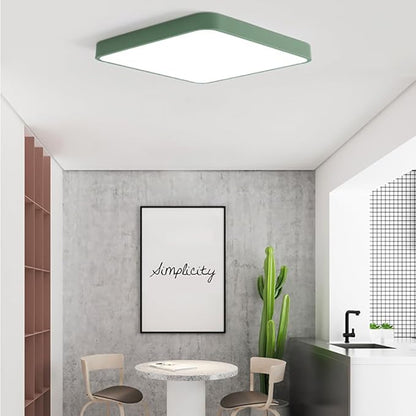 LED Ceiling Light Fixture,24 Inch Modern Square Recessed Ceiling Lights,Dimmable Light,64W Green Close to Ceiling Lighting Flush Mount Living Room Bedroom,3000K-6000K