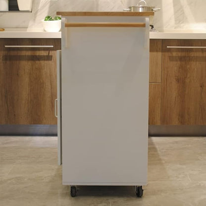 GOWE Kitchen Island & Kitchen Cart, Mobile Kitchen Island, Rubber Wood Top, Big & Adjustable Shelf Inside Cabinet for Different Utensils, Luxury Design Fits Party at Different Site.