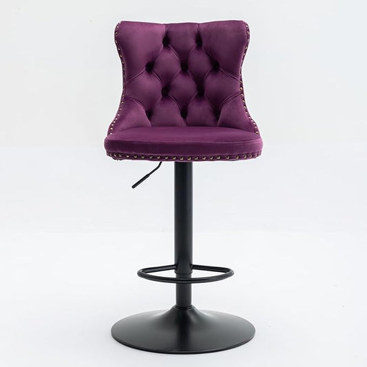 Modern Dining Chairs, Mid-Century Kitchen Table and Chairs with Sturdy Stable Base, Easy Assembly Luxury Furniture for Dining Room, Home Pub and Kitchen Island,Purple-Foam-2pc-2