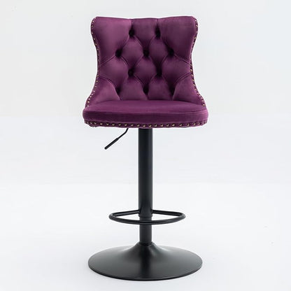 Modern Dining Chair, Mid-Century Kitchen Side Chairs with Tufted Backs, Sturdy Stable Furniture for Home Pub, Kitchen Island and Dining Room,Purple-Foam-2pc-2