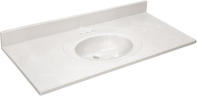 Design House Cultured Marble Vanity Top, 49 in W x 22 in D, Integrated 4 in Centerset Oval Sink & Backsplash, Ivory Swirl, 586347