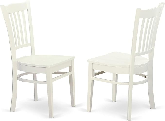 East West Furniture GRC-WHI-W Groton Dining Chairs - Slat Back Wooden Seat Chairs, Set of 2, Linen White