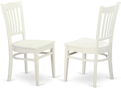 East West Furniture GRC-WHI-W Groton Dining Chairs - Slat Back Wooden Seat Chairs, Set of 2, Linen White