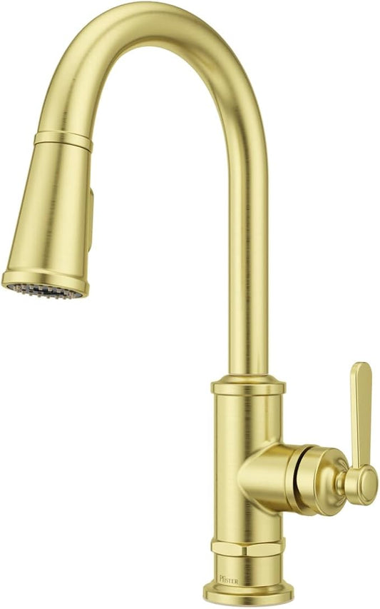 Pfister, GT529-TDBG, Port Haven 1.8 GPM Deck Mounted Pull Down Kitchen Faucet, Brushed Gold