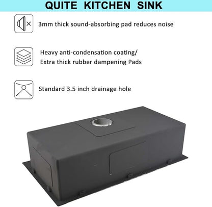 33 Inch Drop In Kitchen Sink with Faucet Combo- 33X19 Drop In Top Mount Kitchen Sink 18 Gauge Stainless Steel Deep Single Bowl Kitchen Sinks with Soap Dispenser