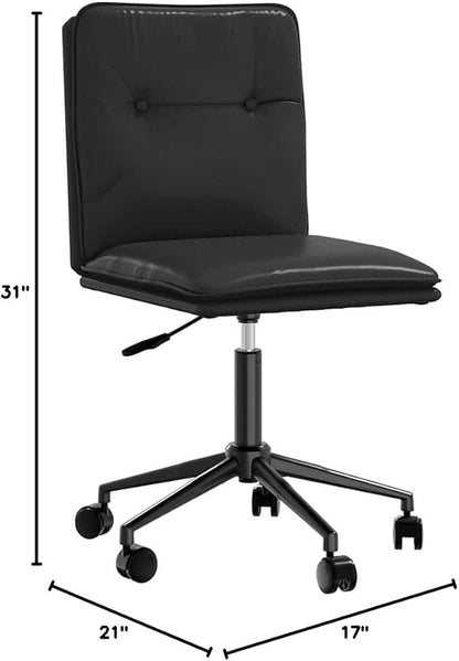 6-Piece Black Faux Leather Dining Chairs Set with Adjustable Height, Modern Kitchen & Living Room Furniture, Thick Foam Seats and Sturdy Metal Frame