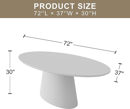 Casaphoria 72" Oval Dining Table for 6-8 People, Mid Century Modern Wood Kitchen Table, Minimalist Pedestal Dining Room Furniture with Child-Safe Round Edges (Natural)