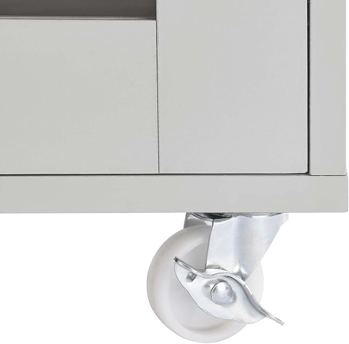 Modway Culinary Rolling Kitchen Cart with Storage in Light Gray Natural - 3 Tiers Kitchen Island on Wheels with Towel Bar, Functional as a Coffee Station, Bar Cabinet or Butcher Block Island
