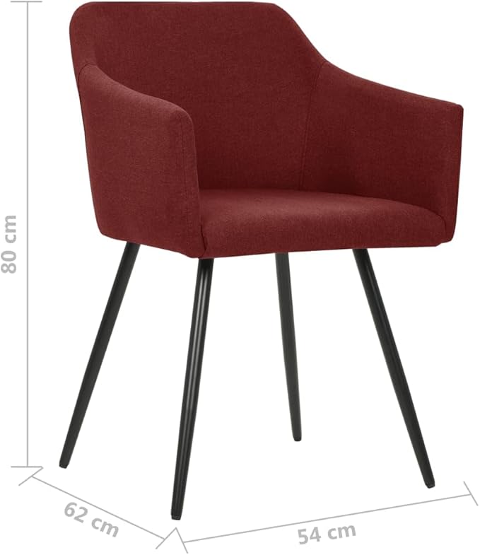 Dining Chair Set of 2 Wine Red Polyester Upholstered Modern Accent Chairs with Black Steel Frame 24.4x21.3x31.5 in for Dining Room Kitchen Living Room Comfortable Sillas de Comedor