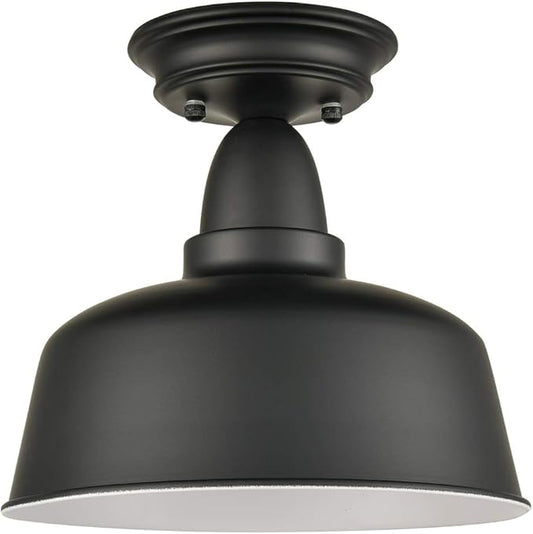 Farmhouse Matte Black Ceiling Light Fixture Rustic Barn Intusrial Semi Flush Mount Ceiling Lights for Kitchen Dining Room Hallway Porch Foyer Entryway Laundry Corridor…