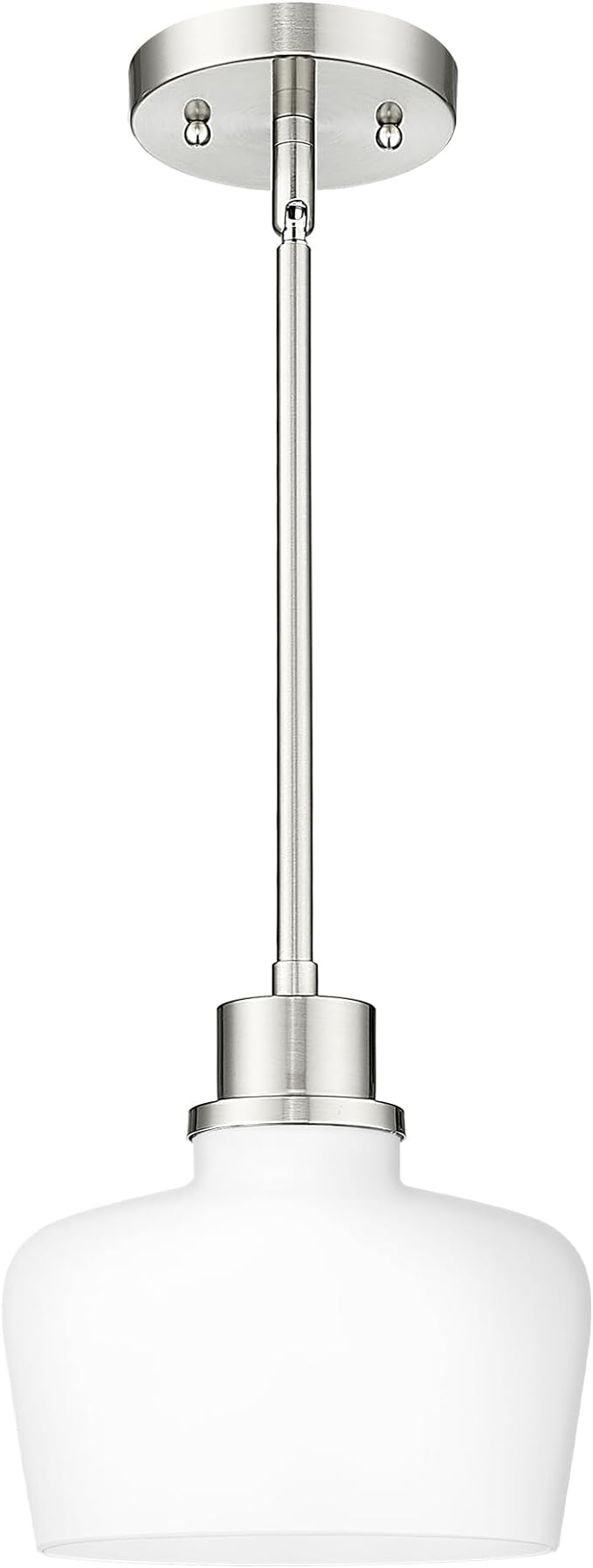 Emak Pendant Lights Kitchen Island with Milk Glass Shade, Modern 8 Inch Brushed Nickel Pendant Light Hanging Lights for Kitchen Island, Dining Room, Bathroom, Bedroom, PL122-BN-ML
