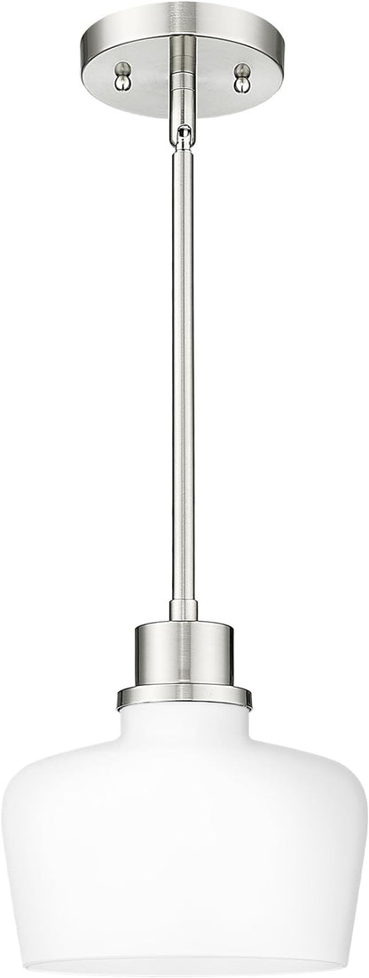 Emak Pendant Lights Kitchen Island with Milk Glass Shade, Modern 8 Inch Brushed Nickel Pendant Light Hanging Lights for Kitchen Island, Dining Room, Bathroom, Bedroom, PL122-BN-ML