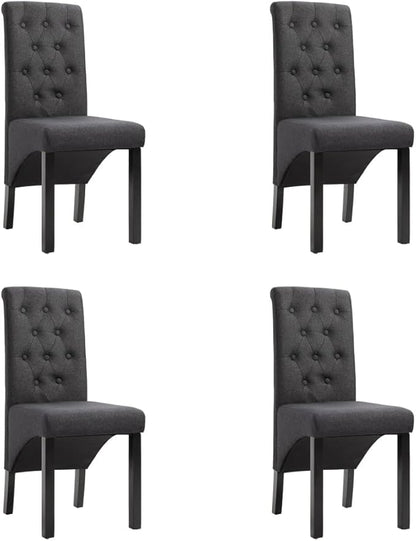 Dark Gray Fabric Dining Chairs Set of 4 - Modern Farmhouse Kitchen Chairs with Soft Upholstery and Solid Rubber Wood Frame for Dining Room Furniture