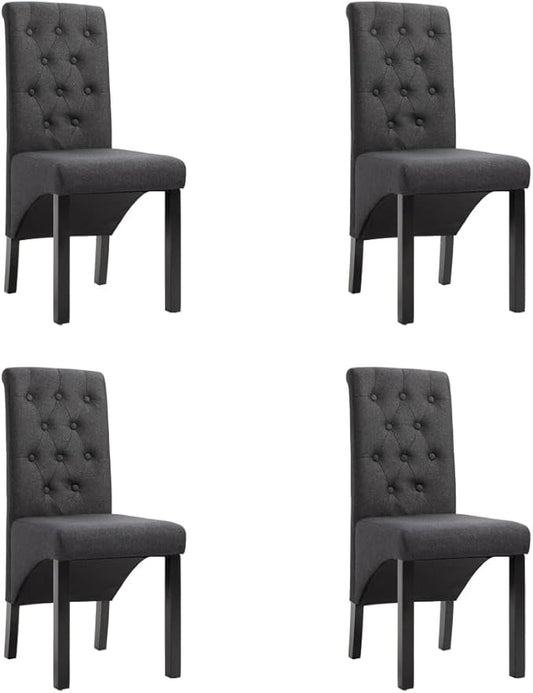 Dark Gray Fabric Dining Chairs Set of 4 - Modern Farmhouse Kitchen Chairs with Soft Upholstery and Solid Rubber Wood Frame for Dining Room Furniture