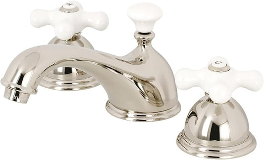 Kingston Brass KS3966PX Restoration Widespread Bathroom Faucet, Polished Nickel, 6.5 x 3.5 x 3.06