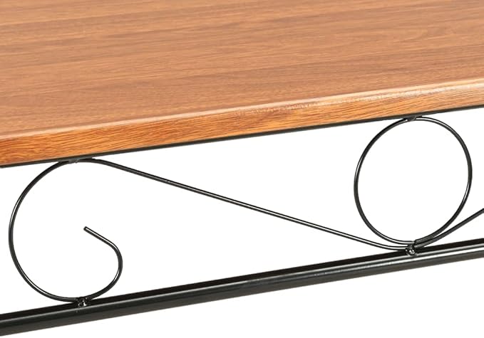 Modern Industrial Dining Table, 47.2 inch Rectangular Brown MDF Top & Black Steel Frame, Sturdy Small Dining Table for Kitchen Dining Room