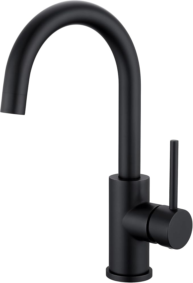 Bar Sink Faucets Single Hole, WiPPhs Matte Black Mini Kitchen Sink Faucets, Single Handle 1 Hole Modern Wet Bar Sink Faucets, Black Sink Faucet