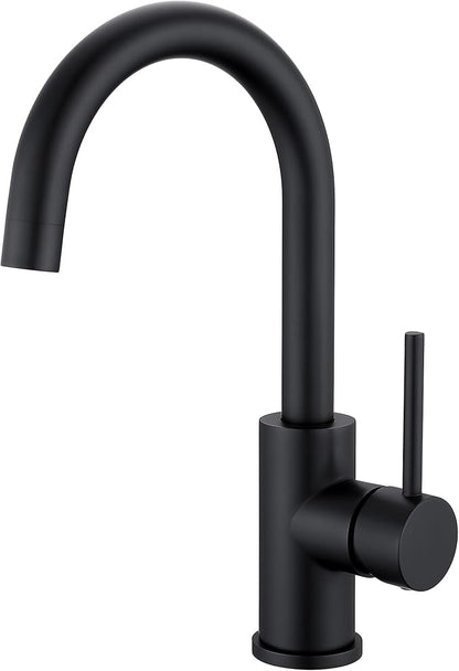 Bar Sink Faucets Single Hole, WiPPhs Matte Black Mini Kitchen Sink Faucets, Single Handle 1 Hole Modern Wet Bar Sink Faucets, Black Sink Faucet