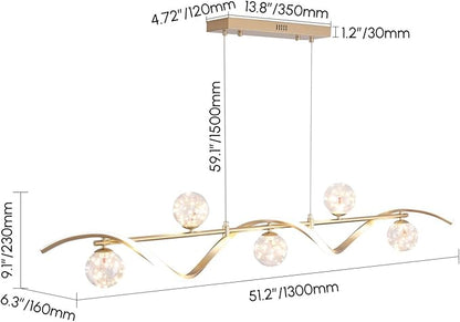 Island Lights for Kitchen, Modern Dining Room Light Fixture Linear Kitchen Island Lighting (6-Light Gold)