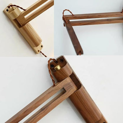Retro Plug in Wall Sconces Japanese Style Ceramic Folding Lamp Wall Lights Wood Rotating Fixture Brass Base E26 Screw Wall Lighting (waxwood)