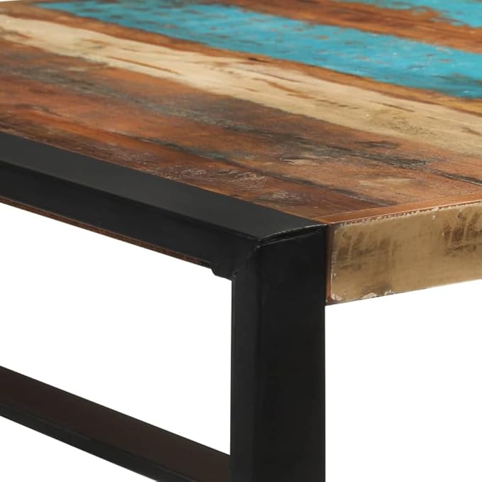Industrial Bar Table with Reclaimed Wood Top and Solid Iron Legs for Indoor Outdoor Use Vintage Style Dining Game Table Rustic Decor