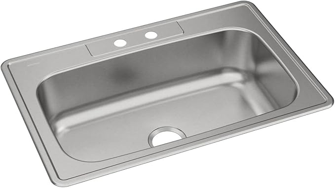 20 Gauge Stainless Steel 33" X 22" X 8.0625" Single Bowl Top Mount Kitchen Sink