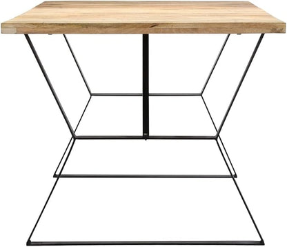 Dining Table 70.8"x35.4"x29.9" Solid Mango Wood Industrial Kitchen Table with Powder Coated Iron Legs for Dining Room Living Room Brown