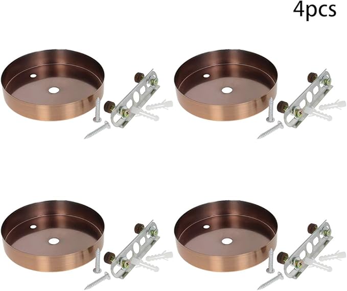Bettomshin 4Pcs Pendant Light Kits, 10x2cm/3.94x0.79(D*H) Red Round Retro Canopy Kit Light Plate, Iron Ceiling Light Plate Cover Mounting Hardware for Hanging Chandelier Lighting Fixtures